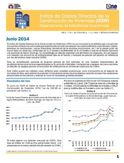 Boletín Indice de Costos Directos de la Construcción de Viviendas Junio 2014