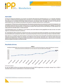 Boletín Índice de Precios del Productor, Manufactura Abril 2020