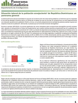 Boletín Panorama Estadístico 59 Situación Laboral de la Población Envejeciente de República Dominicana Un Panorama General Agosto 2013