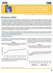 Boletín Indice de Costos Directos de la Construcción de Viviendas Diciembre 2013