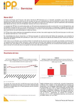 Boletín Índice de Precios del Productor Servicios Marzo 2017