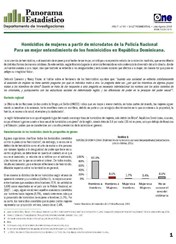 Boletín Panorama Estadístico 84 Homicidios de Mujeres a Partir de Microdatos de la Policía Nacional Femenicidios en República Dominicana Julio-Agosto 2016