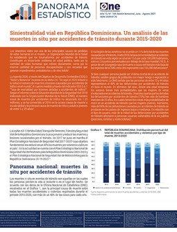 Panorama Estadístico 109 Siniestralidad vial en República Dominicana : Un análisis de las muertes in situ por accidentes de tránsito durante 2015-2020
