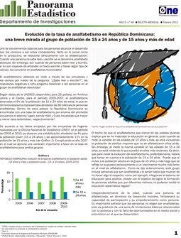 Boletines Panorama Estadistico 48 Evolución de la Tasa de Analfabetismo en República Dominicana Una Breve Mirada al Grupo de Población 15 a 24 años Febrero 2012