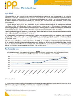 Boletín Índice de Precios del Productor, Manufactura Junio 2020