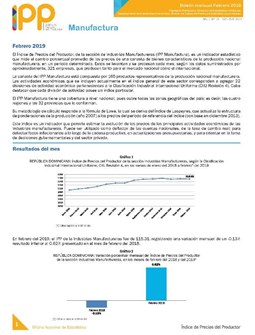 Boletín Índice de Precios del Productor Manufactura Febrero 2019