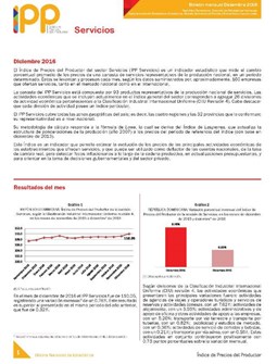 Boletín Índice de Precios del Productor Servicios Diciembre 2016