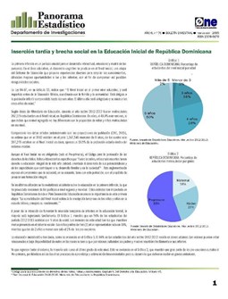 Boletín Panorama Estadístico 76 Inserción Tardía y Brecha Social en la Educación Inicial de República Dominicana Marzo Abril 2015