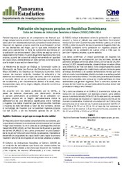 Boletín Panorama Estadístico 86 Población Sin Ingresos Propios en República Dominicana Datos Sisge 2004-2014 Abril-Mayo 2017