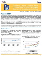Boletín Indice de Costos Directos de la Construcción de Viviendas Febrero 2014