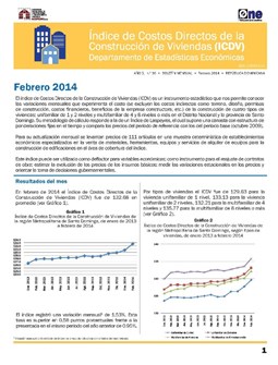 Boletín Indice de Costos Directos de la Construcción de Viviendas Febrero 2014
