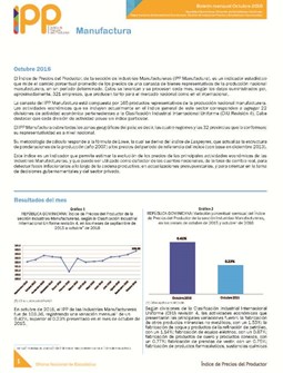 Boletín Índice de Precios del Productor Manufactura Octubre 2016