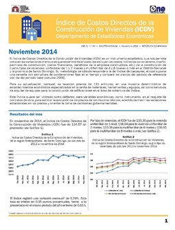 Boletín Indice de Costos Directos de la Construcción de Viviendas Noviembre 2014