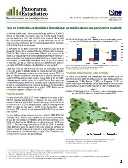 Boletín Panorama Estadístico 99 Tasa de Homicidios en República Dominicana Noviembre-Diciembre 2019