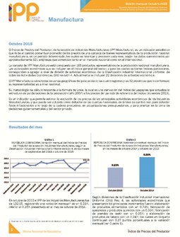 Boletín Índice de Precios del Productor Manufactura Octubre 2015