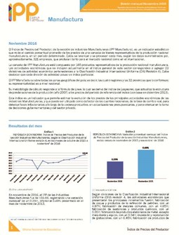 Boletín Índice de Precios del Productor Manufactura Noviembre 2016