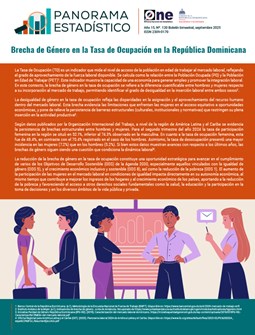Panorama Estadístico 120 - Brecha de Género en la Tasa de Ocupación en la República Dominicana, boletín bimestral, septiembre 2025