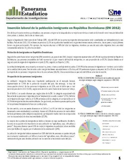 Boletín Panorama Estadístico 77 Inserción Laboral Población Inmigrante en República Dominicana Eni 2012 Mayo Junio 2015