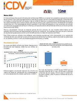 Boletín Indice de Costos Directos de la Construcción de Viviendas Marzo 2019