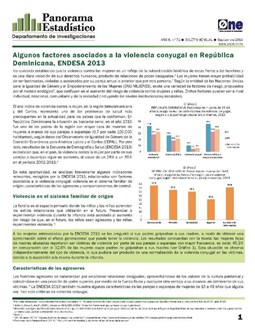 Boletín Panorama Estadístico 72 Algunos Factores Asociados Violencia Conyugal República Dominicana Endesa 2013 Septiembre 2014