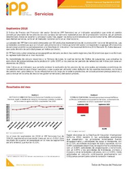 Boletín Índice de Precios del Productor Servicios Septiembre 2016