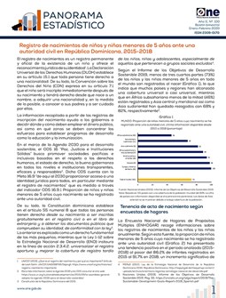 Boletín Panorama Estadístico 100-Registros de Nacimientos de Niños y Niñas Menores de 5 años, Enero-Febrero 2020