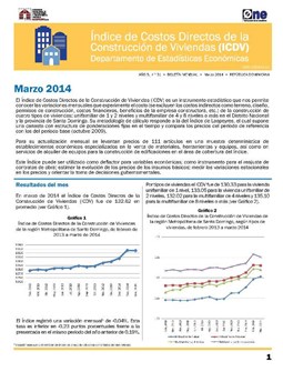 Boletín Indice de Costos Directos de la Construcción de Viviendas Marzo 2014