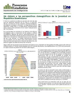 Boletín Panorama Estadístico 80 Un Vistazo a las Perspectivas Demográficas de la Juventud en República Dominicana Noviembre Diciembre 2015