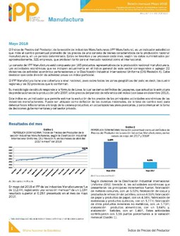 Boletín Índice de Precios del Productor Manufactura Mayo 2018