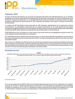 Índice de Precios del Productor, Industrias Manufactureras septiembre 2020