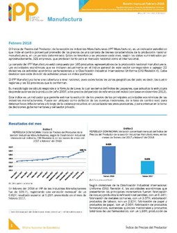 Boletín Índice de Precios del Productor Manufactura Febrero 2018