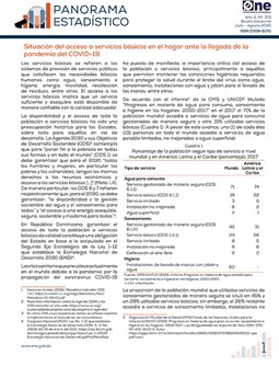 Panorama Estadístico 103 Situación del acceso a servicios básicos en el hogar ante la llegada de la pandemia del COVID-19