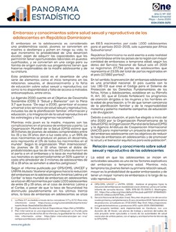 Panorama Estadístico 102 - Embarazo y conocimientos sobre salud sexual y reproductiva de las adolescentes en República Dominicana
