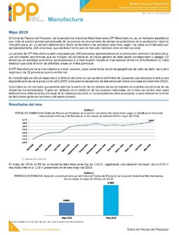 Boletín Índice de Precios del Productor Manufactura Mayo 2019