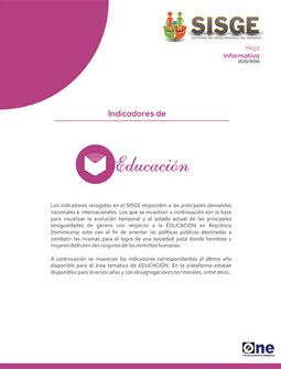 Hoja Informativa Sistema de Indicadores de Género Indicadores de Educación 2016