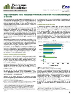 Boletín Panorama Estadístico 94 Migración Laboral Hacia República Dominicana Evolución Ocupacional del Origen al Destino Enero-Febrero 2019