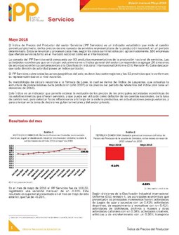 Boletín Índice de Precios del Productor Servicios Mayo 2016
