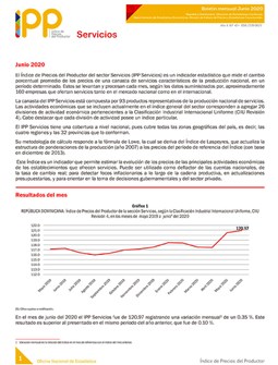 Boletín Índice de Precios del Productor, Servicio Junio 2020