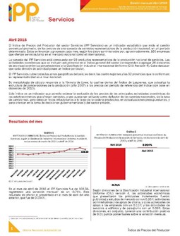 Boletín Índice de Precios del Productor Servicios Abril 2016