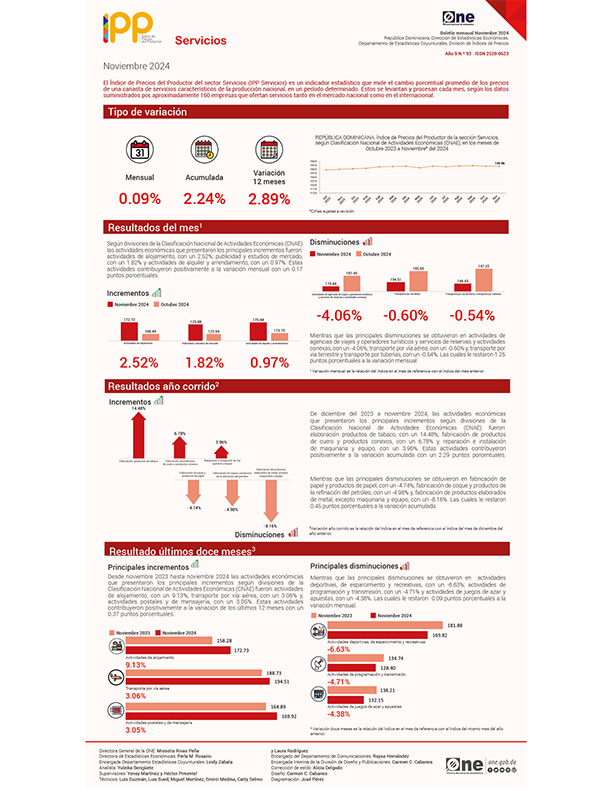 Índice de Precios del Productor del sector Servicios (IPP Servicios) - Noviembre 2024