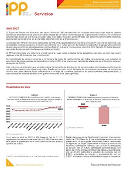 Boletín Índice de Precios del Productor Servicios Abril 2017