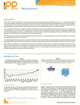 Boletín Índice de Precios del Productor Manufactura Febrero 2017