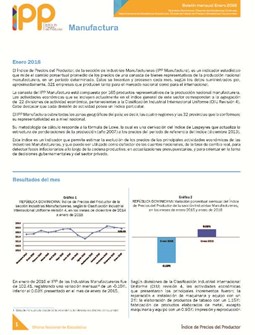 Boletín Índice de Precios del Productor Manufactura Enero 2016
