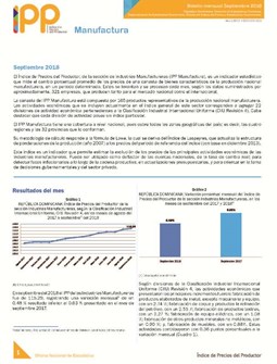 Boletín Índice de Precios del Productor Manufactura Septiembre 2018