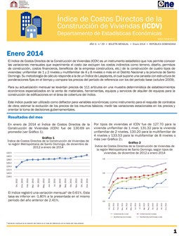 Boletín Indice de Costos Directos de la Construcción de Viviendas Enero 2014