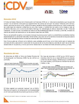 Boletín Indice de Costos Directos de la Construcción de Viviendas Diciembre 2016