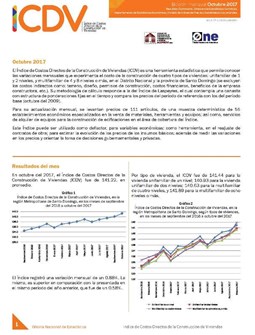 Boletín Indice de Costos Directos de la Construcción de Viviendas Octubre 2017