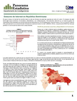 Boletín Panorama Estadístico 69 Consumo de Internet en República Dominicana Junio 2014