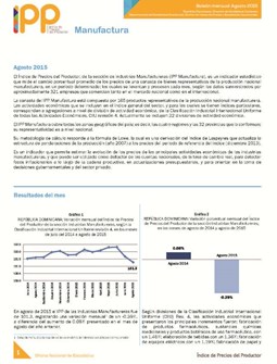 Boletín Índice de Precios del Productor Manufactura Agosto 2015