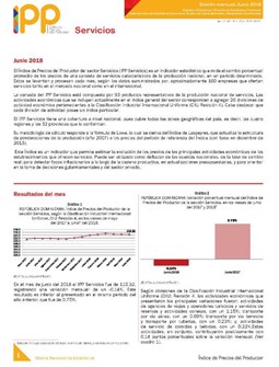 Boletín Índice de Precios del Productor Servicios Junio 2018